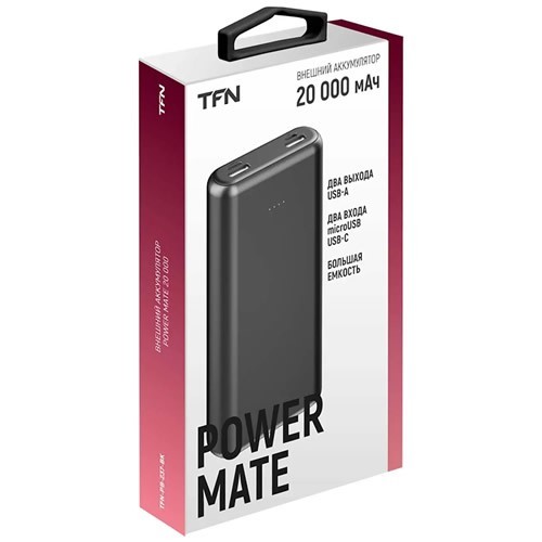 Внешний аккумулятор TFN Power Mate 20000 мА/ч (TFN-PB-237-BK) Black (Черный) EAC 3