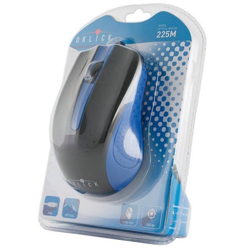 Проводная мышь Oklick 225M USB оптическая Black/Blue (Черно-синяя) 4