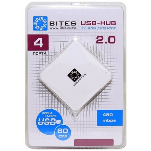 Концентратор USB 2.0 5bites HB24-202WH 4 ports White (Белый) 3