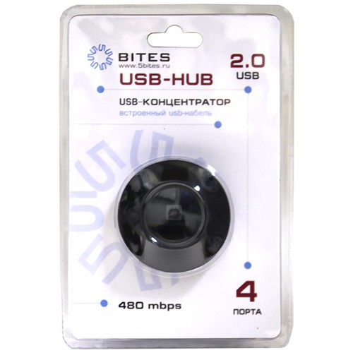 Концентратор USB 2.0 5bites HB24-206BK 4 ports Black (Черный) 3