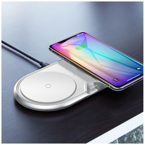 Беспроводное зарядное устройство Baseus Dual Wireless Plastic Style WXSJK-02 White (Белый) 7