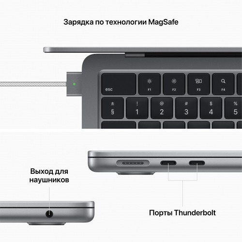 Ноутбук Apple MacBook Air 13" 2022 (Apple M2/13.6"/2560x1664/8Gb/256Gb SSD/Apple Graphics 10-core/macOS) Silver (Серебристый) MLY13 7