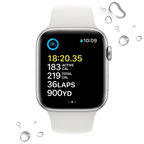 Умные часы Apple Watch Series SE Gen 2 44 мм Silver Aluminium Case, White Sport Band (S/M) 4