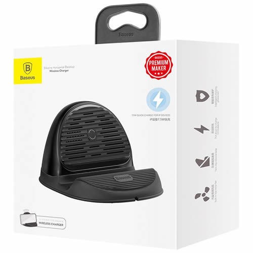 Беспроводное зарядное устройство Baseus Silicone Horizontal Desktop WXHSG-01 Black (Черный) 9
