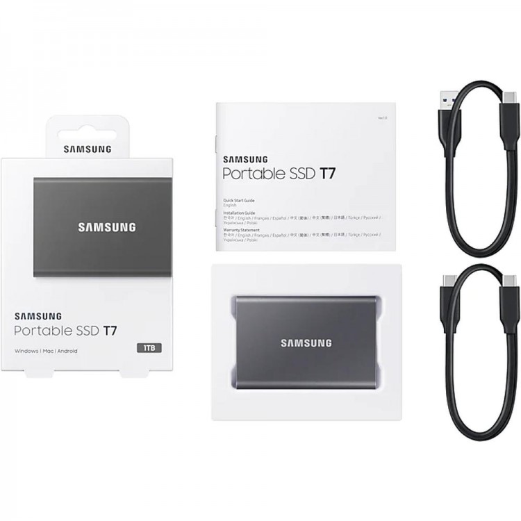 Внешний накопитель Samsung T7 SSD USB 3.2 1Tb Titan Grey (Серый титан) MU-PC1T0T/WW 8