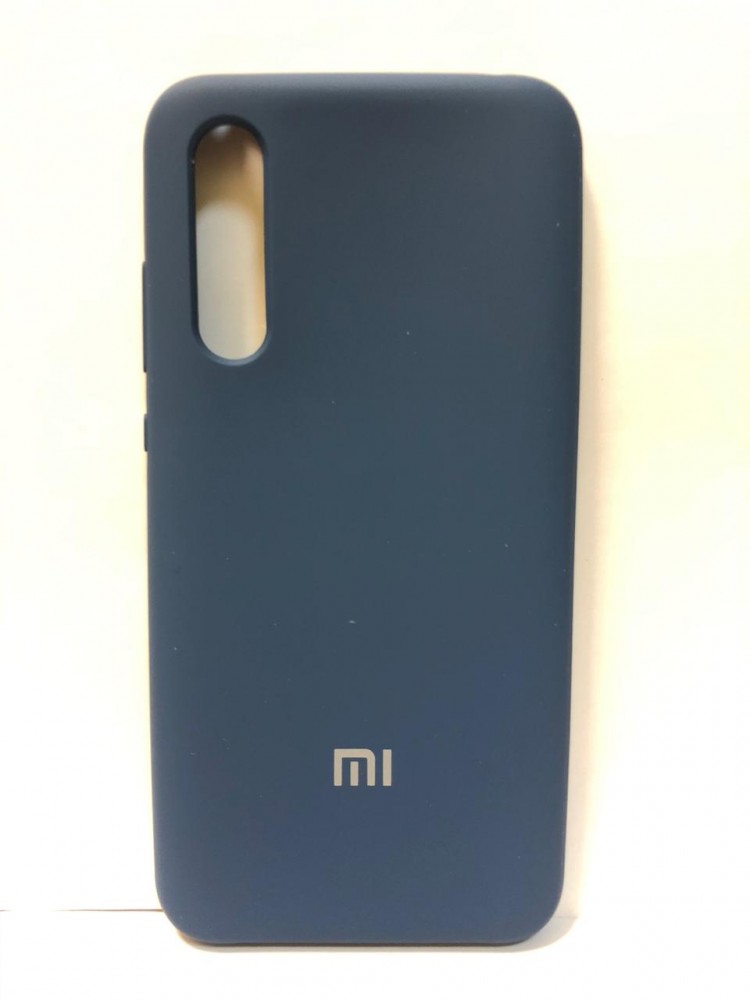 Силиконовая накладка для Xiaomi Mi 9 Lite с логотипом Mi (Темно-синяя) 1