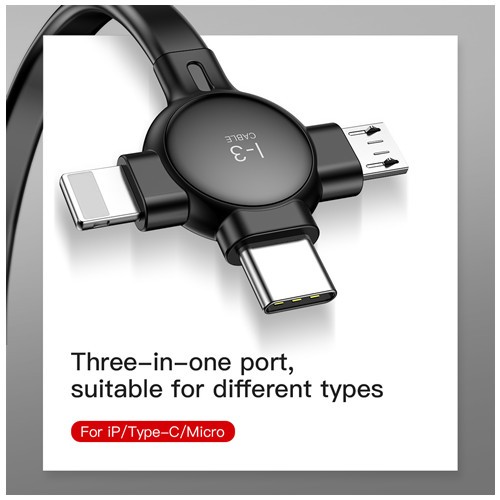 Кабель Baseus Little Octopus 3 in 1 Adjustable Cable 105см CAMLT-AZY01 Black (Черный) 2