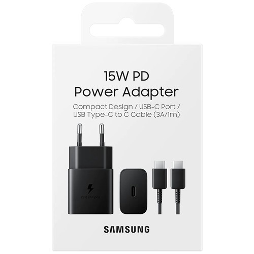 Сетевое зарядное устройство Samsung EP-T1510 15W USB Type-C Black (Черный) с кабелем 5