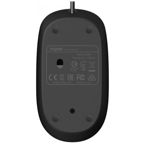 Проводная мышь Rapoo N200 USB оптическая Black (Черная) 8