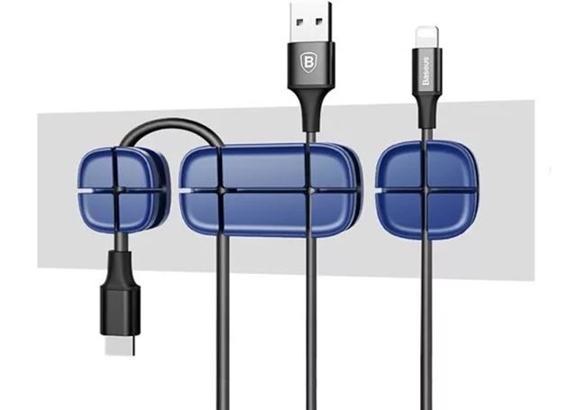 Держатель для проводов Baseus Cross Peas Cable Clip (Blue) ACTDJ-03 2