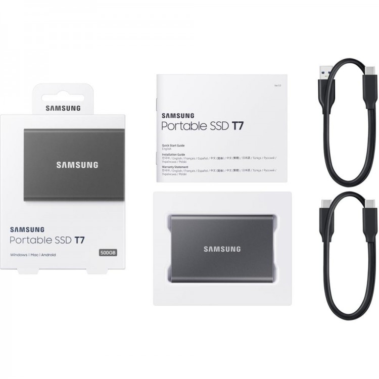 Внешний накопитель Samsung T7 SSD USB 3.2 500Gb Titan Grey (Серый титан) MU-PC500T/WW 8