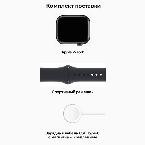 Умные часы Apple Watch Series 8 45 мм Midnight Aluminium Case, Midnight Sport Band S/M 5