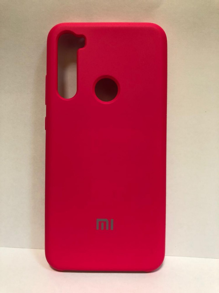 Силиконовая накладка для Xiaomi redmi Note 8 (с логотипом MI ярко-розовая) 1