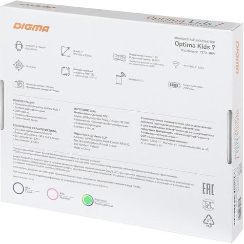 Планшет DIGMA Optima Kids 7 (2019) Multicolored (Разноцветный) EAC 13