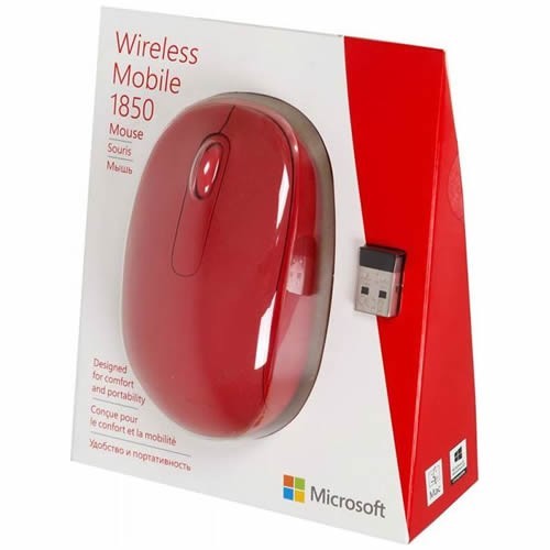 Беспроводная мышь Microsoft Mobile Mouse 1850 USB оптическая (U7Z-00034) Flame Red (Красная) 5