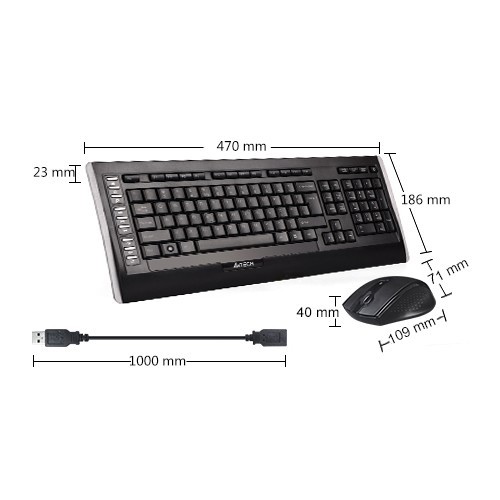 Комплект беспроводной A4Tech 9300F USB Black (Черный) 7