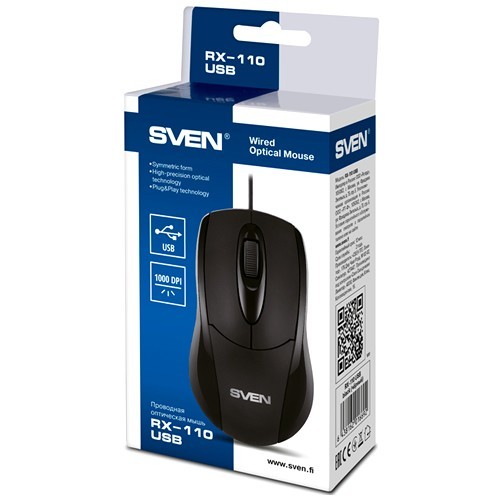 Проводная мышь SVEN RX-110 USB оптическая Black (Черная) 4