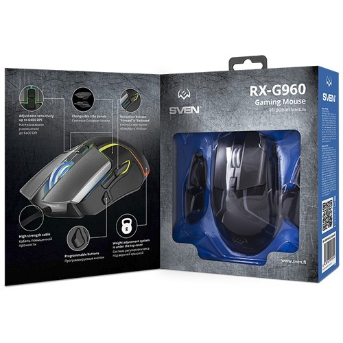 Проводная мышь SVEN RX-G960 USB оптическая Black (Черная) 9