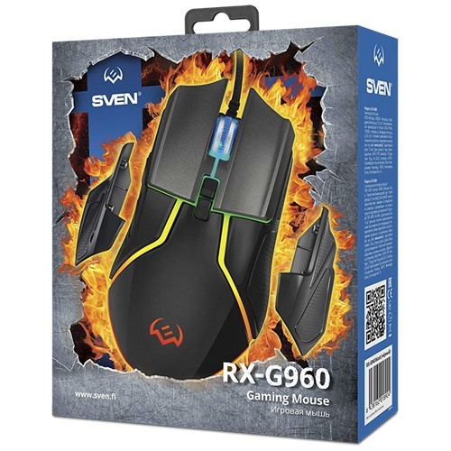 Проводная мышь SVEN RX-G960 USB оптическая Black (Черная) 10