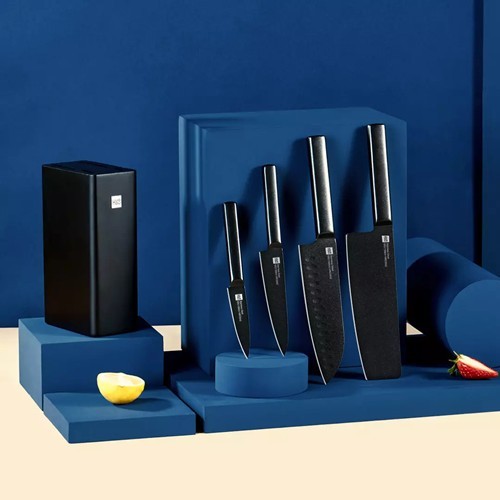 Набор ножей HuoHou HU0076 4шт с подставкой Black (Черный) 8