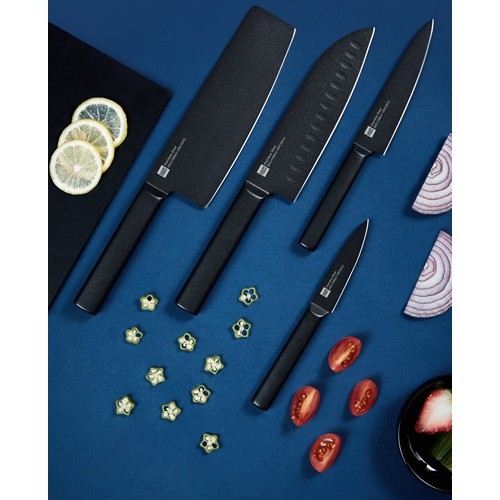 Набор ножей HuoHou HU0076 4шт с подставкой Black (Черный) 9