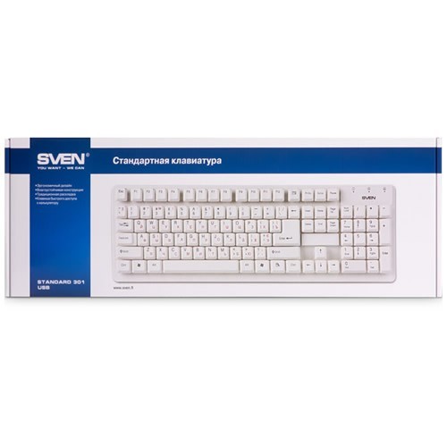 Клавиатура SVEN 301 Standard USB White (Белый) EAC 6