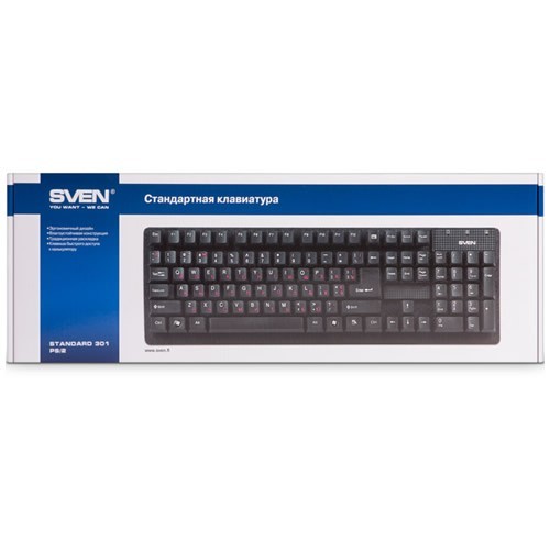 Клавиатура SVEN 301 Standard USB+PS/2 Black (Черный) EAC 7