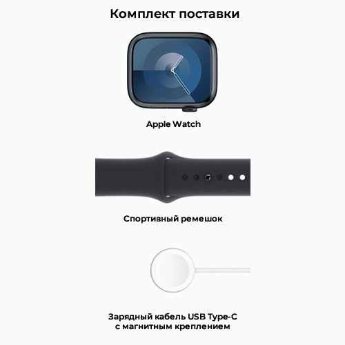 Умные часы Apple Watch Series 9 41 мм Midnight Aluminium Case, Midnight Sport Band M/L 5