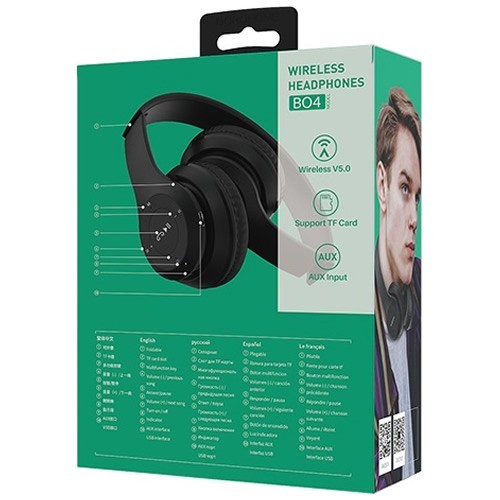Беспроводные накладные наушники Borofone BO4 Charming Rhyme Black (Черный) 5