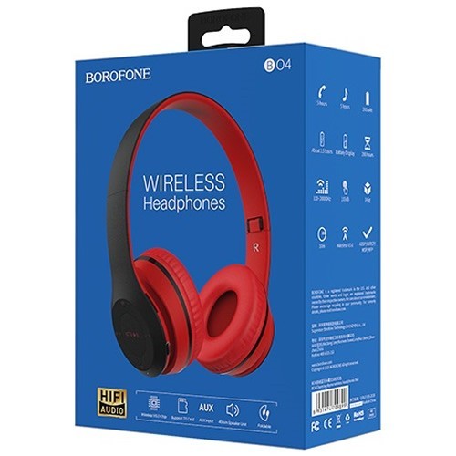 Беспроводные накладные наушники Borofone BO4 Charming Rhyme Black/Red (Черный/Красный) 4