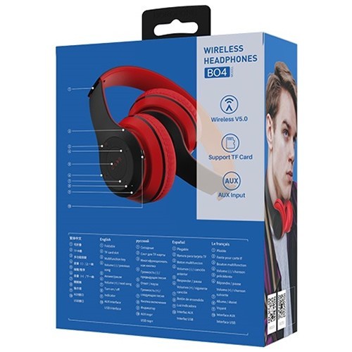 Беспроводные накладные наушники Borofone BO4 Charming Rhyme Black/Red (Черный/Красный) 5