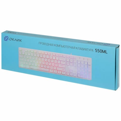 Клавиатура Oklick 550ML Slim Multimedia LED USB White (Белая) 8