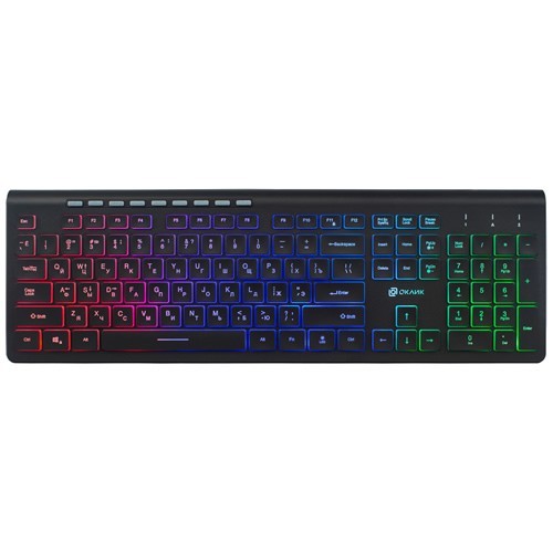 Клавиатура Oklick 490ML Slim Multimedia LED USB Black (Черная) 1