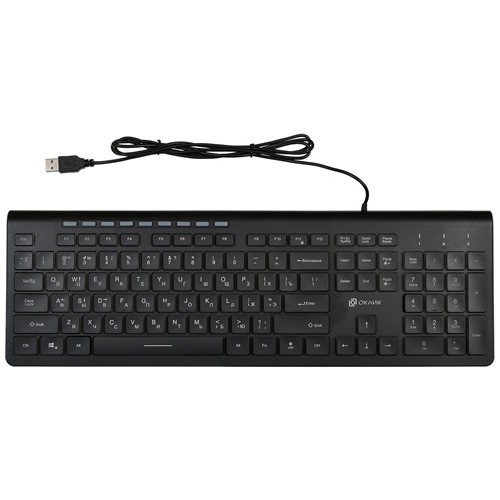 Клавиатура Oklick 490ML Slim Multimedia LED USB Black (Черная) 2