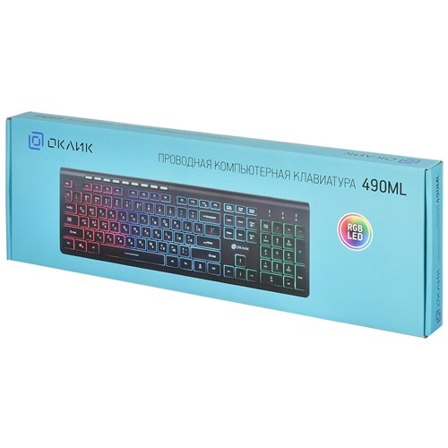 Клавиатура Oklick 490ML Slim Multimedia LED USB Black (Черная) 6