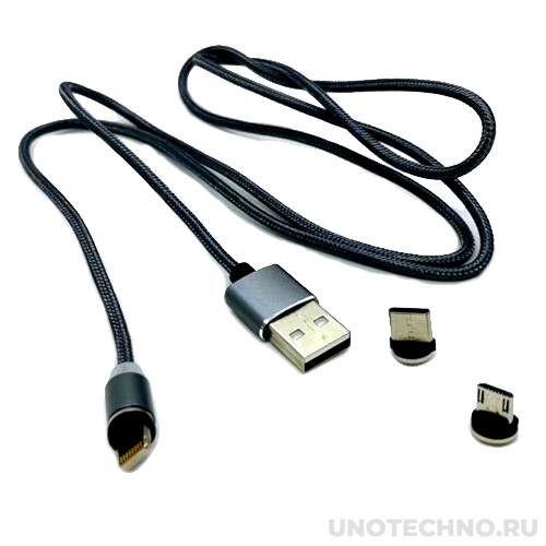 Кабель MAIMI USB X30 Magnetic Data Cable 3 in 1 100cm USB+Type-C+Lightning 1