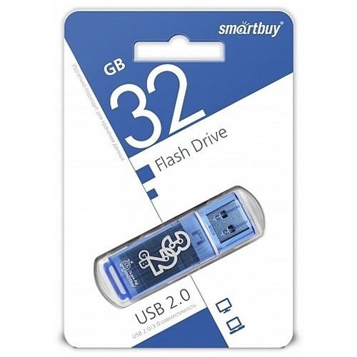 Флешка SmartBuy Glossy USB 2.0 32Gb Blue (Нежно голубой) 1