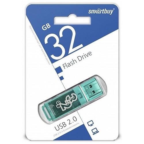 Флешка SmartBuy Glossy USB 2.0 32Gb Green (Изумрудный) 1