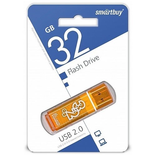 Флешка SmartBuy Glossy USB 2.0 32Gb Orange (Оранжевый) 1