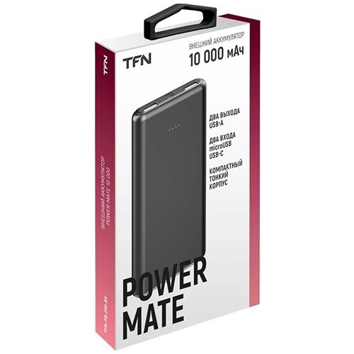 Внешний аккумулятор TFN Power Mate 10000 мА/ч (TFN-PB-236-BK) Black (Черный) EAC 3