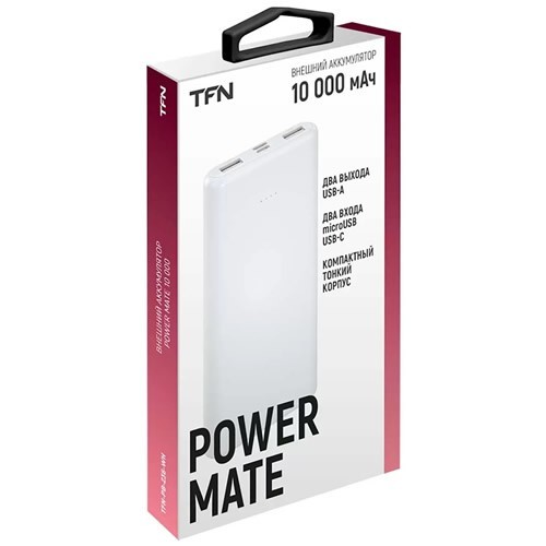 Внешний аккумулятор TFN Power Mate 10000 мА/ч (TFN-PB-236-WH) White (Белый) EAC 3